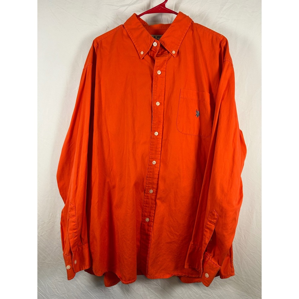 US Polo Assn Mens XL Orange Long Sleeve Button Down Cotton Shirt STL 11731095